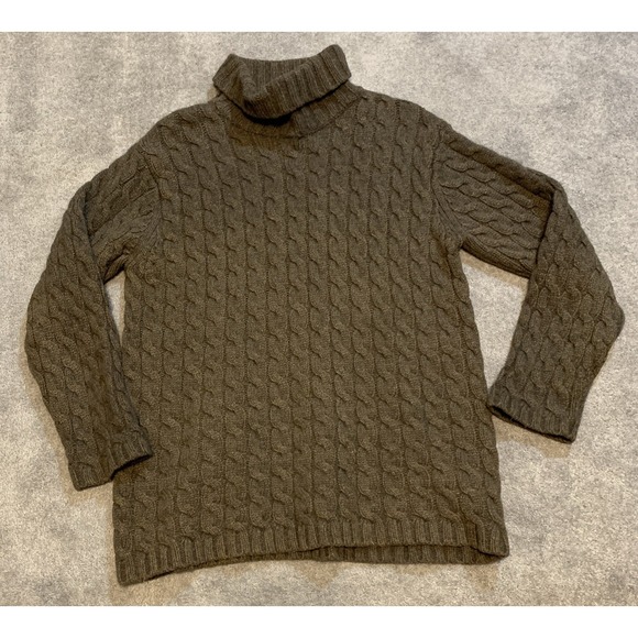 L.L. Bean Sweaters - LL Bean Cable Knit Lambswool Blend Turtleneck Sweater Brown Small‎